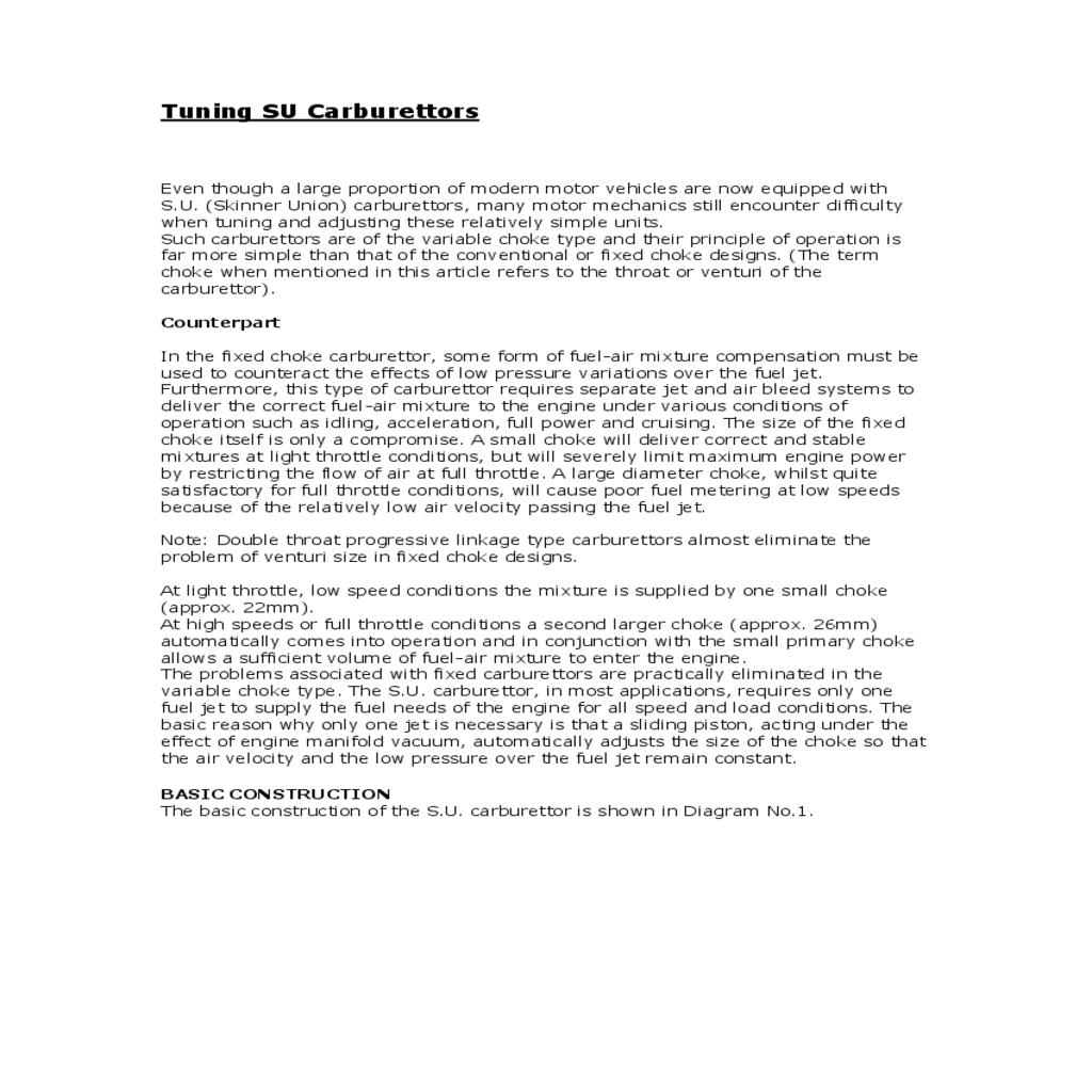 Tuning SU Carbs - Alternative preview image