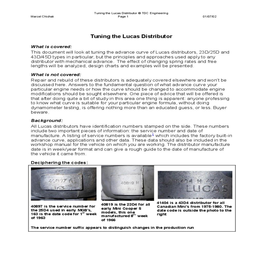 Tuning Lucas Distributor preview image